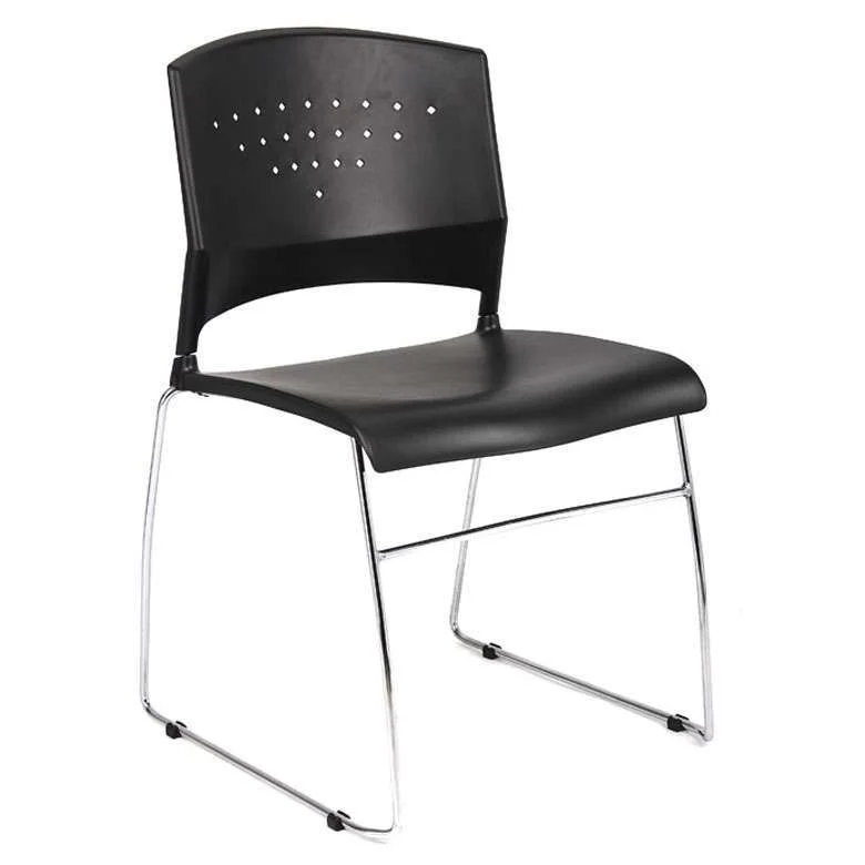 Boss Black Stack Chair With Chrome Frame (set of 2) - Image 4