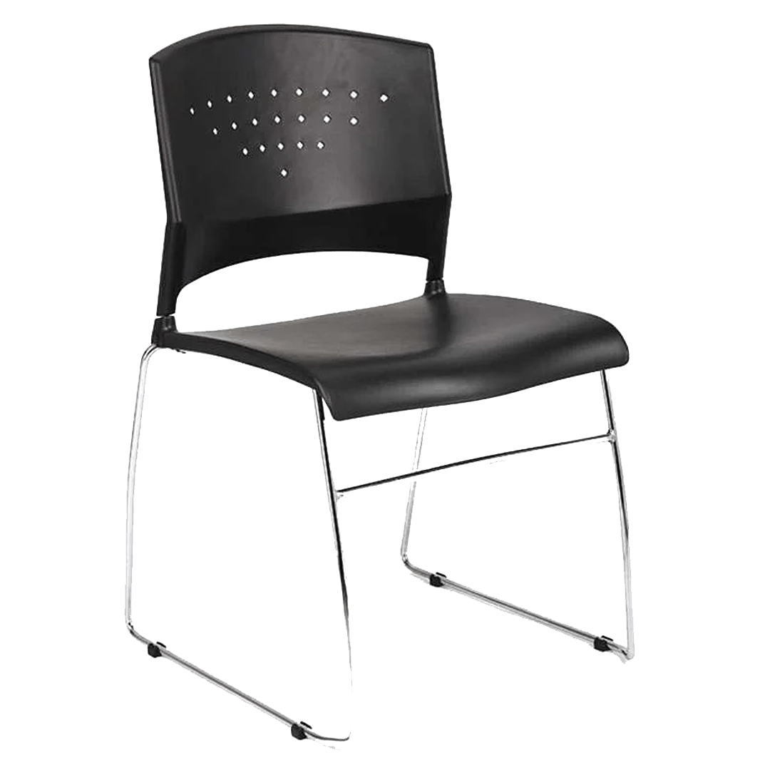 Boss Black Stack Chair With Chrome Frame, (1 chair) - Image 3