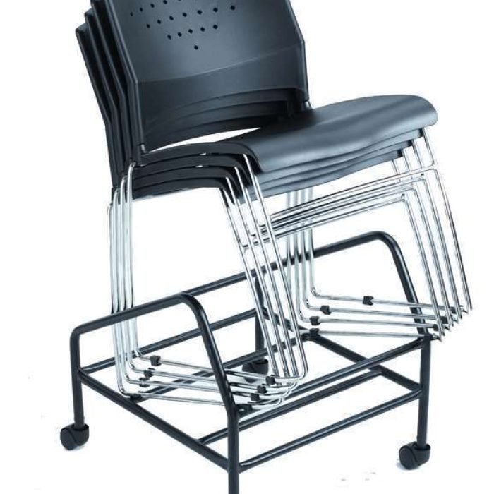 Boss Black Stack Chair With Chrome Frame (set of 5) - Image 3