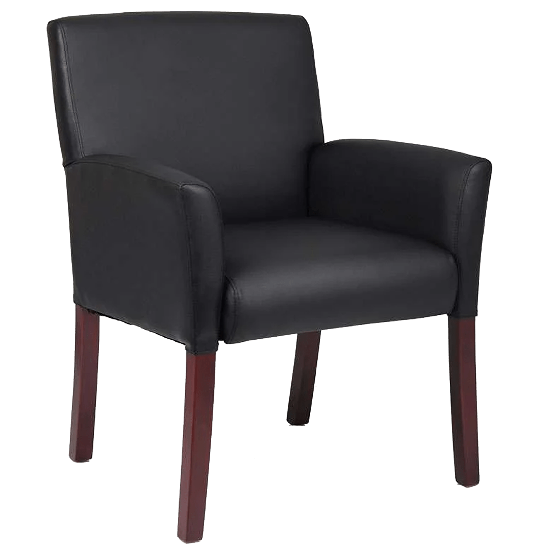 Boss Box Arm guest, accent or dining chair W/Mahogany Finish