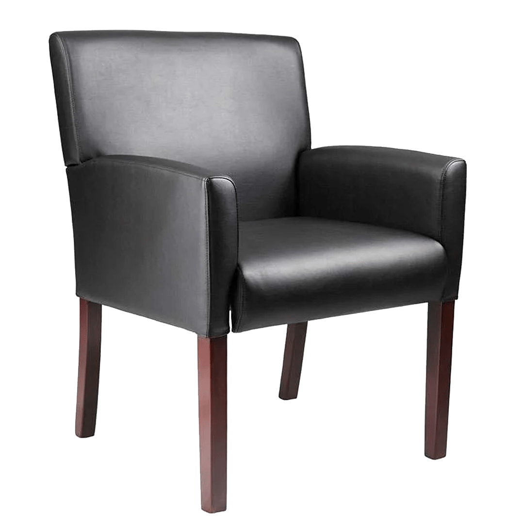 Boss Box Arm guest, accent or dining chair W/Mahogany Finish