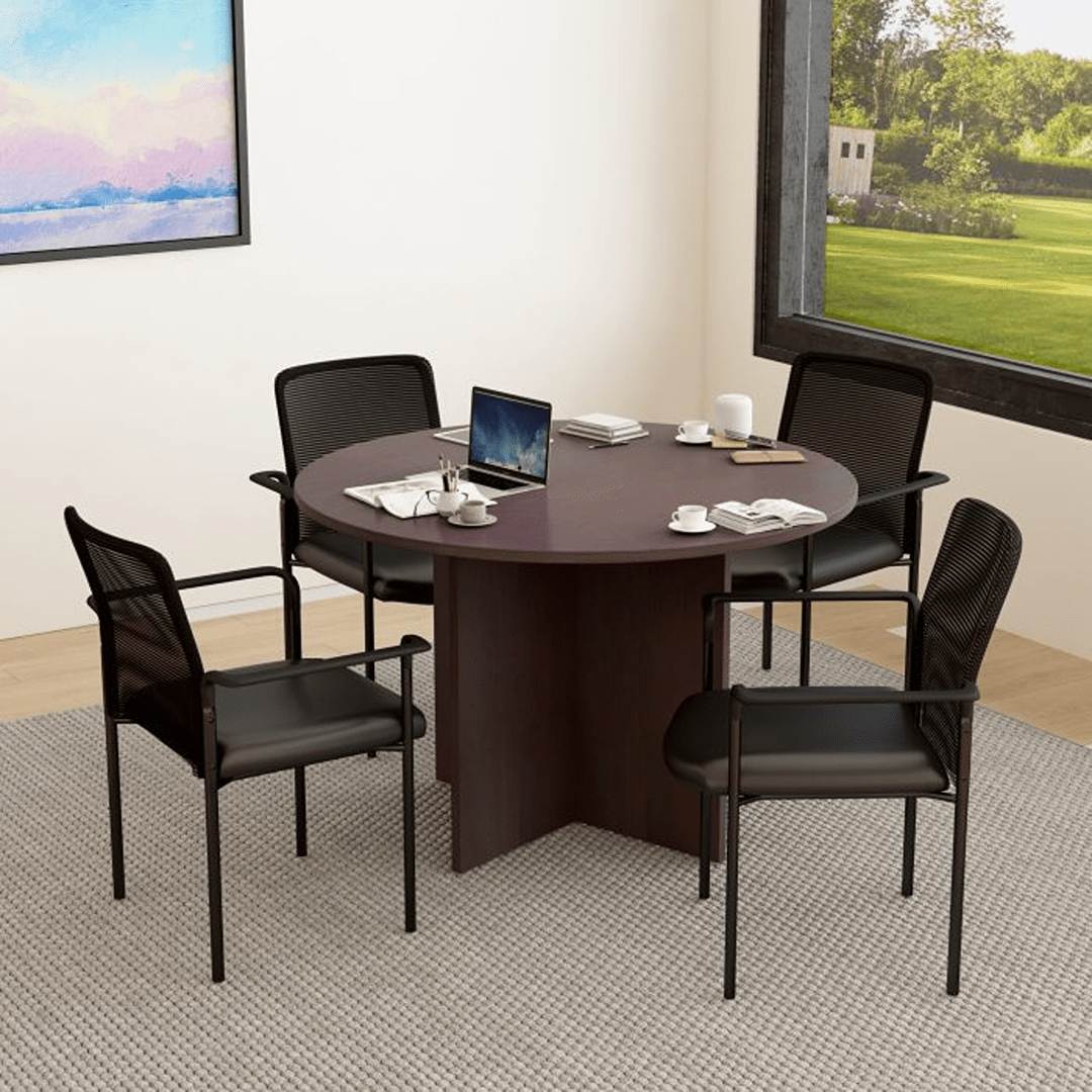 Boss Stackable Mesh Back/Caressoft Vinyl Seat Guest Chair, Black - Image 6