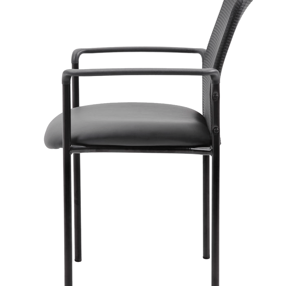 Boss Stackable Mesh Back/Caressoft Vinyl Seat Guest Chair, Black - Image 4