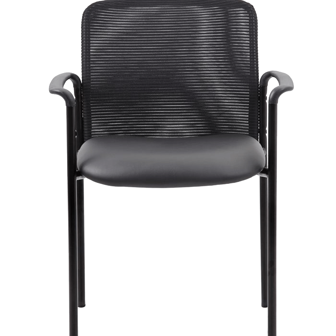 Boss Stackable Mesh Back/Caressoft Vinyl Seat Guest Chair, Black - Image 9