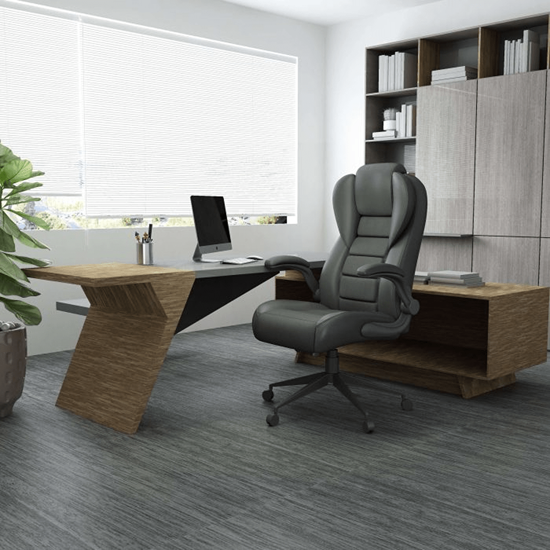 Boss Executive High Back Caressoftplus Vinyl Flip Arm Chair - Image 4