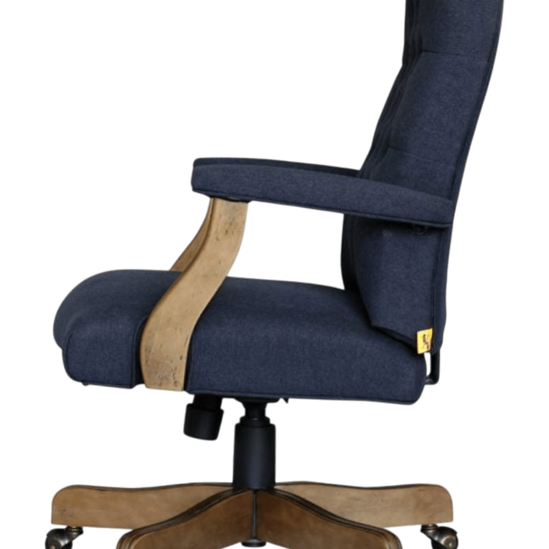 BOSS Executive Navy Commercial Grade Linen Chair With Driftwood Finish Frame - Image 3