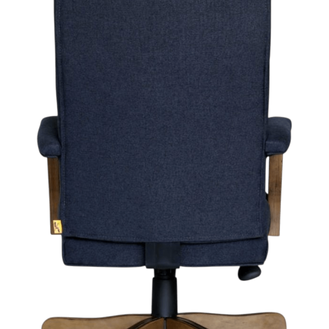 BOSS Executive Navy Commercial Grade Linen Chair With Driftwood Finish Frame - Image 4