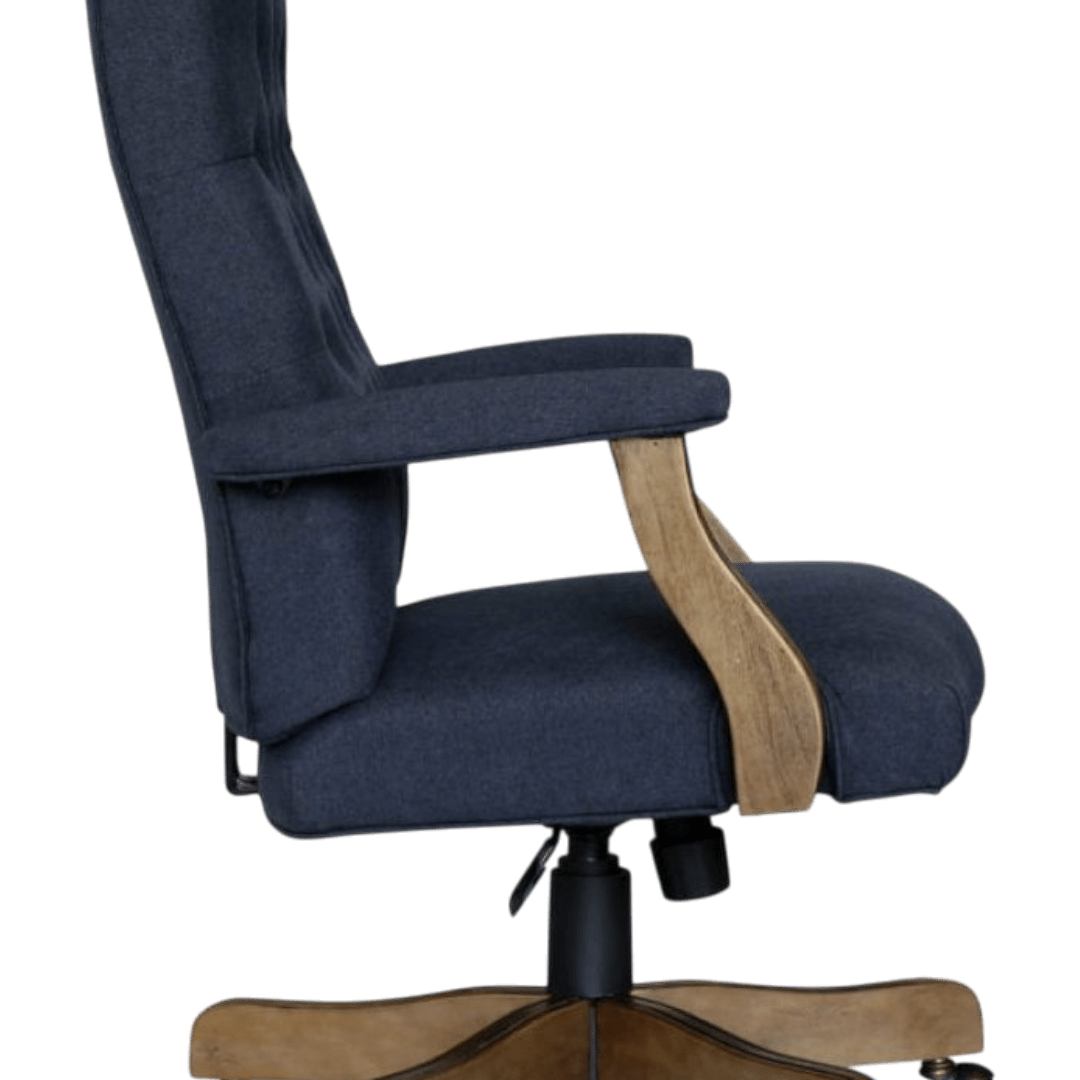 BOSS Executive Navy Commercial Grade Linen Chair With Driftwood Finish Frame - Image 6