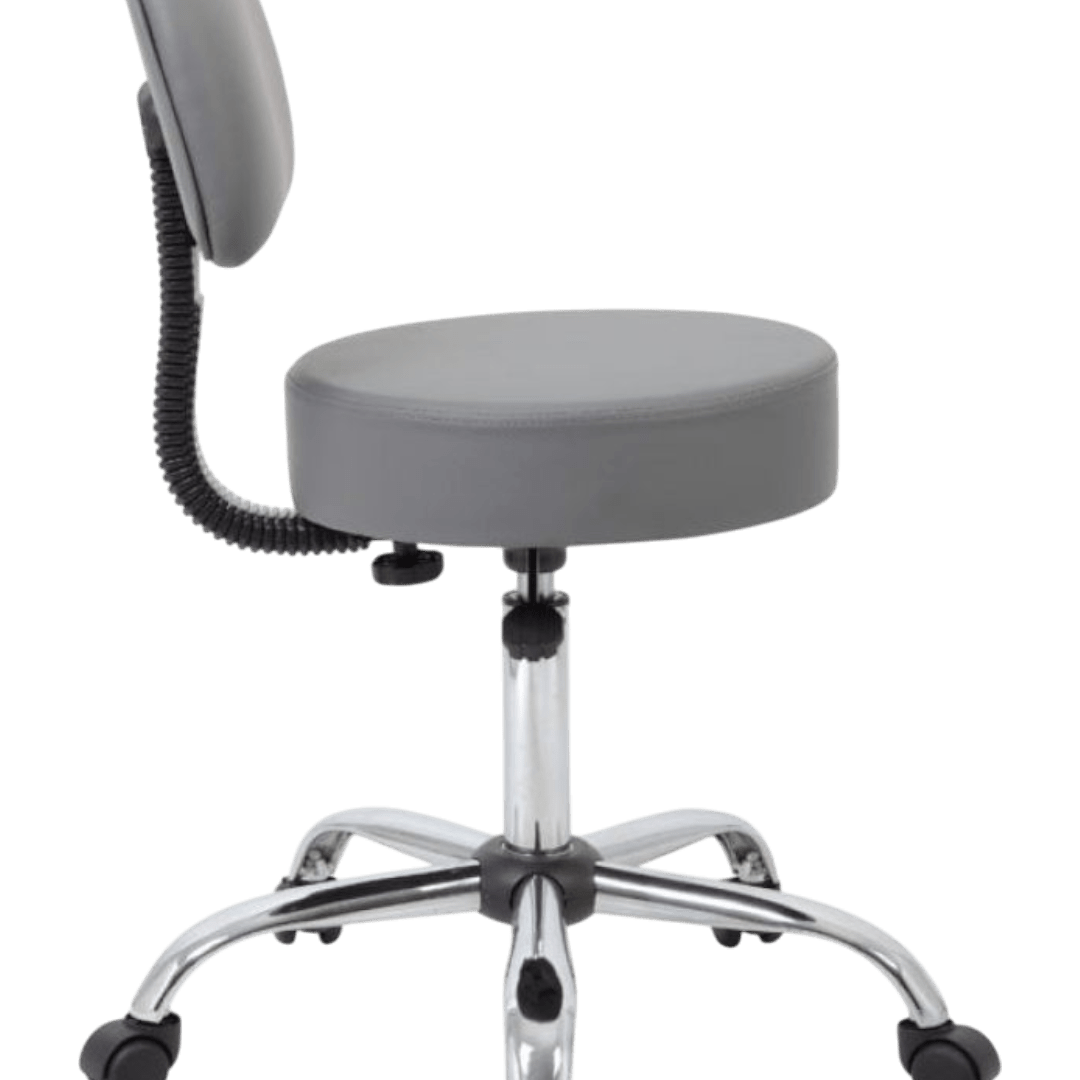 Boss Be Well Medical Spa Professional Adjustable Stool with Back, Grey - Image 3