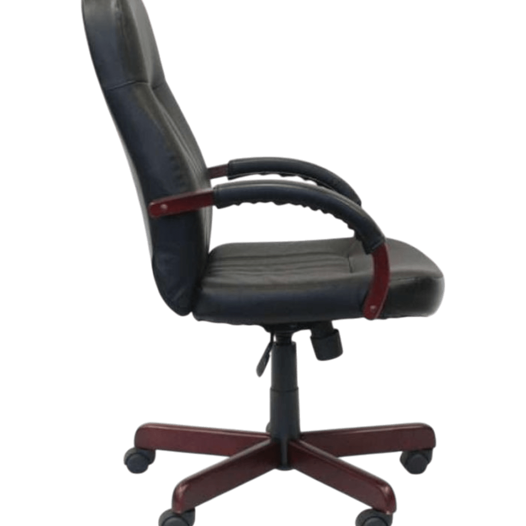 Boss LeatherPlus Exec. Chair W/ Mahogany Finish - Image 4