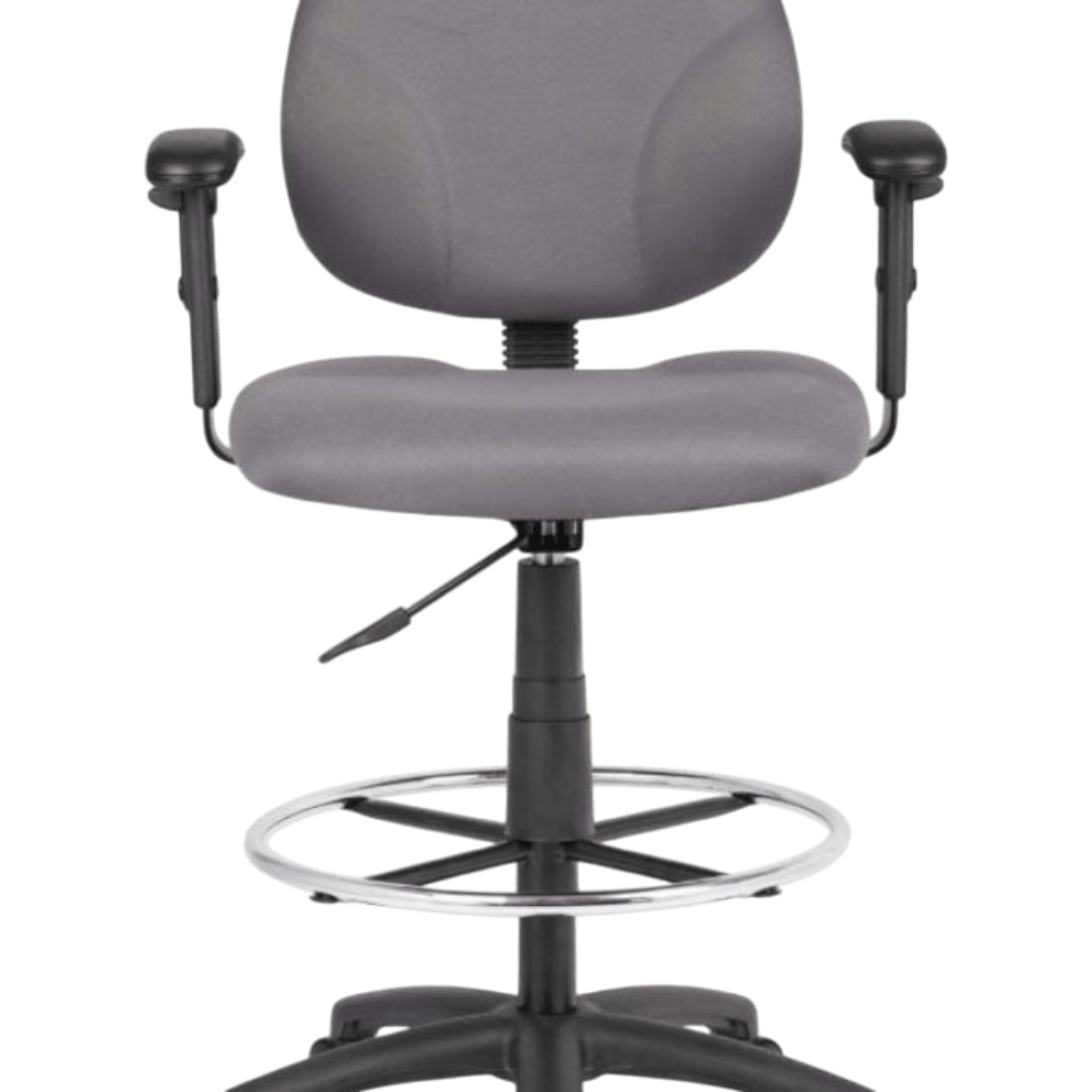 Boss Stand Up Fabric Drafting Stool with Foot Rest grey - Image 6