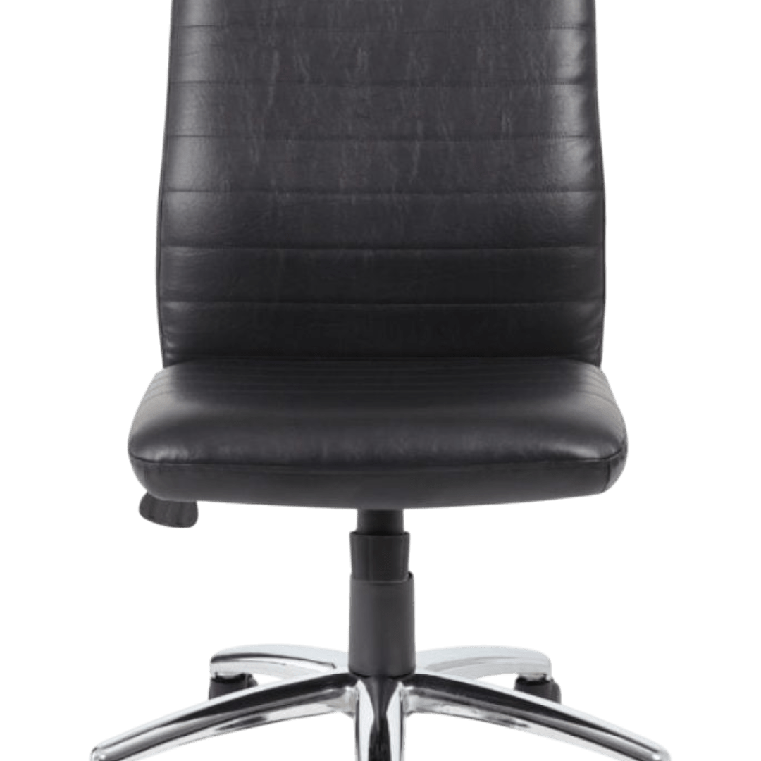 Black Leather Plus Posture Chair W/ Waterfall Seat - Image 4