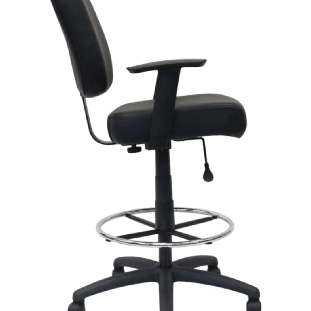 Black Antimicrobial Vinyl Medical Stool With Back Cushion