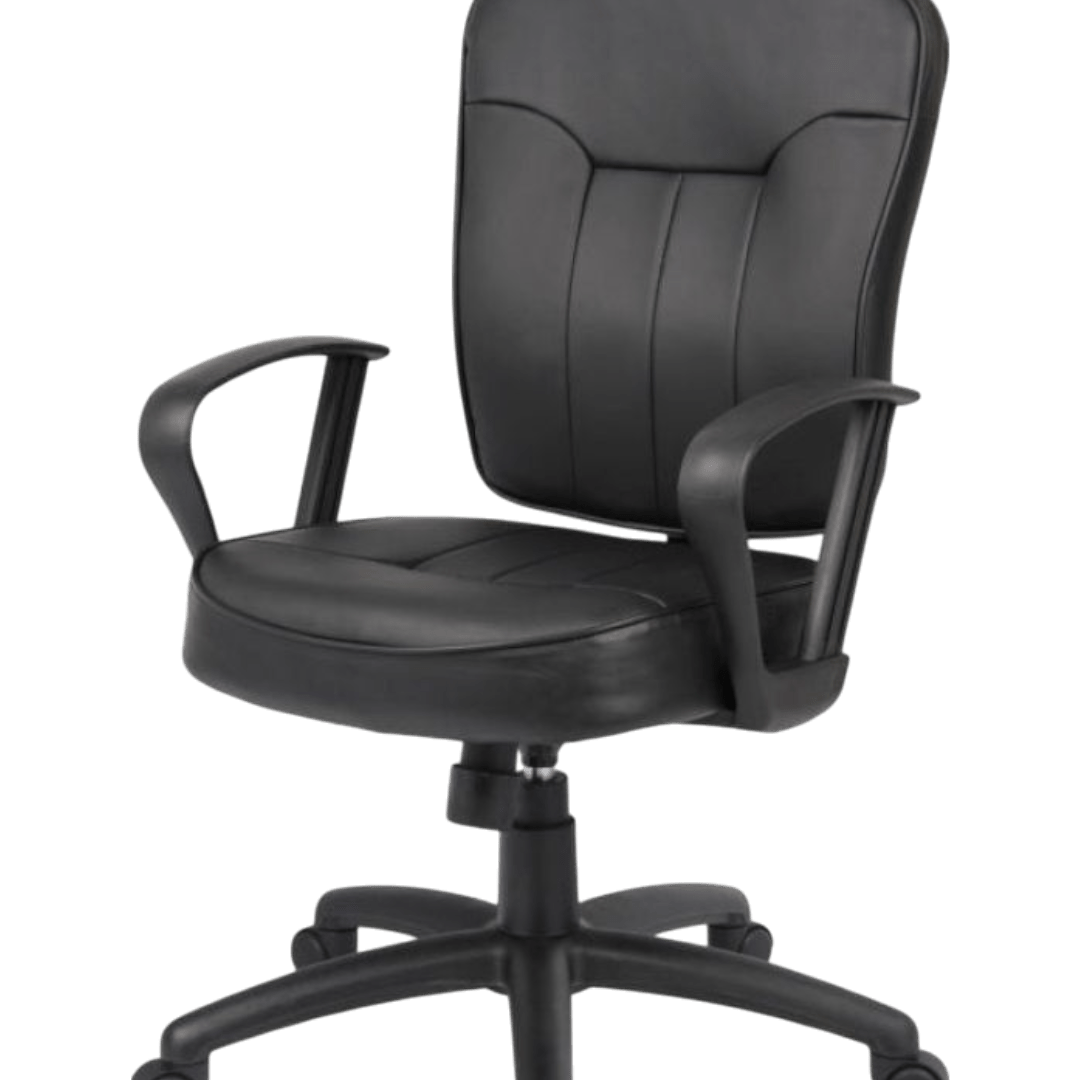 Boss Black Leather Task Chair W/ Loop Arms