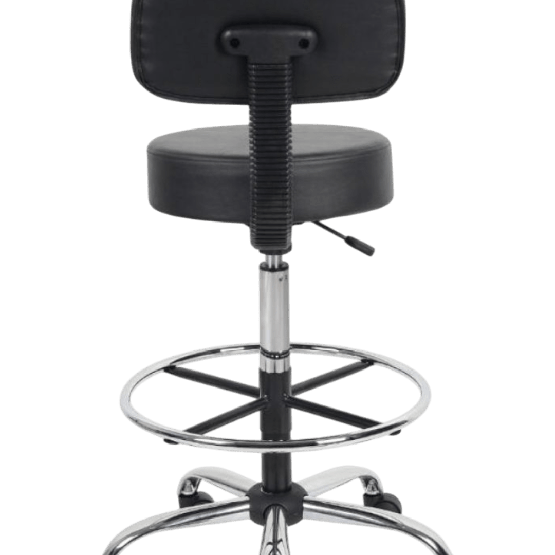 Boss Be Well Medical Spa Professional Adjustable Drafting Stool With Back And Removable Foot Rest Black - Image 5