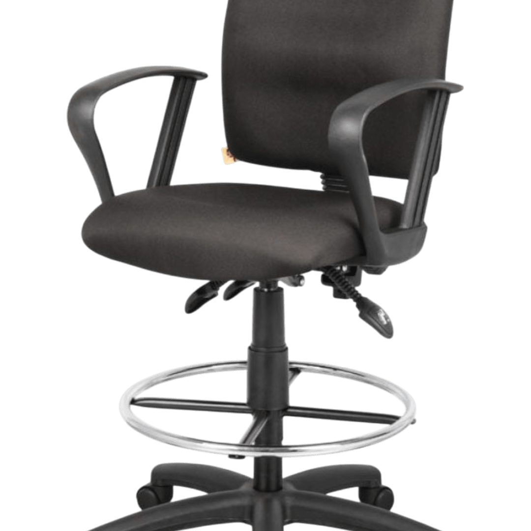 Black Fabric Drafting Stools W/footring