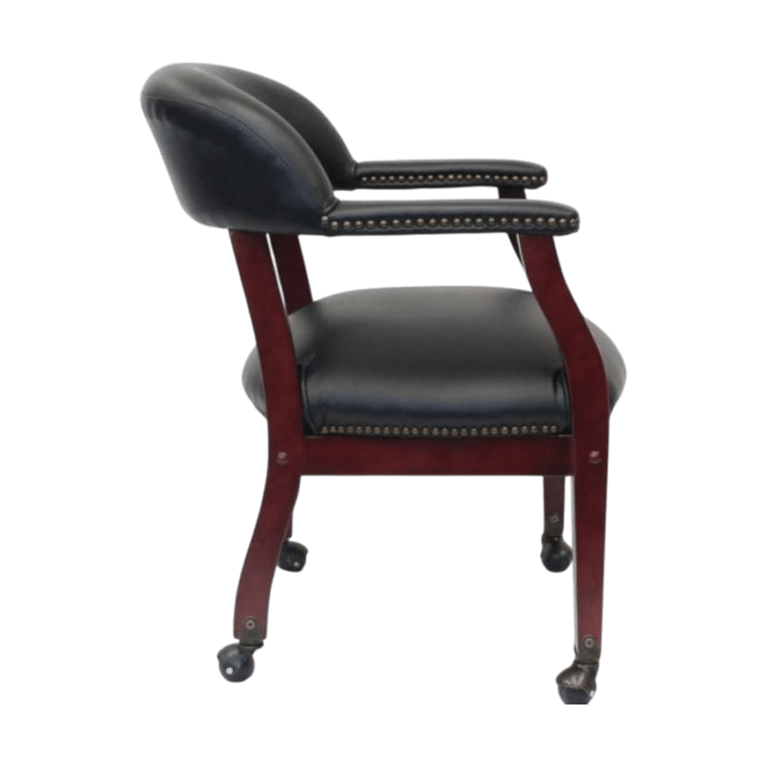 Boss Captain’s guest, accent or dining chair in Black Vinyl W/ Casters - Image 3