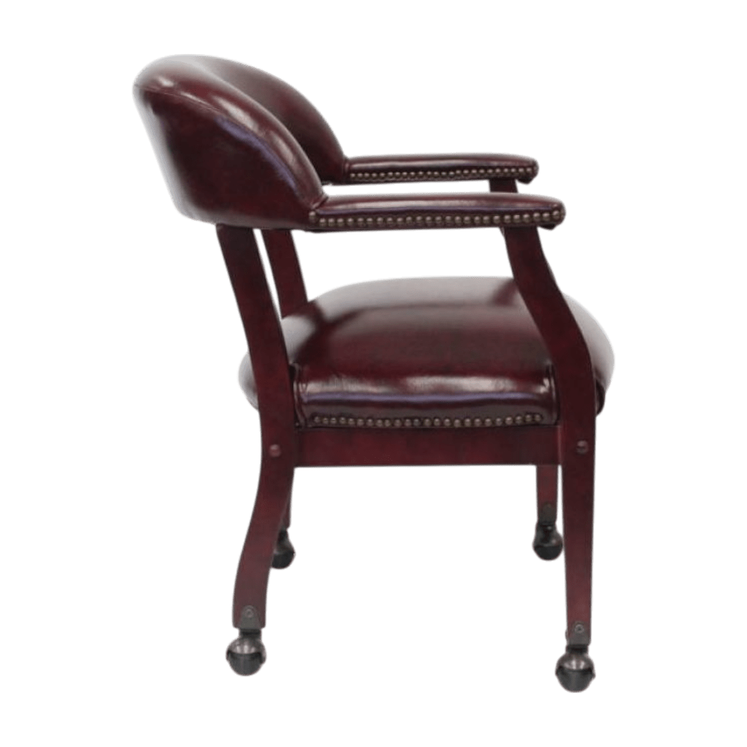 Boss Captain’s guest, accent or dining chair in Burgundy Vinyl W/ Casters - Image 5