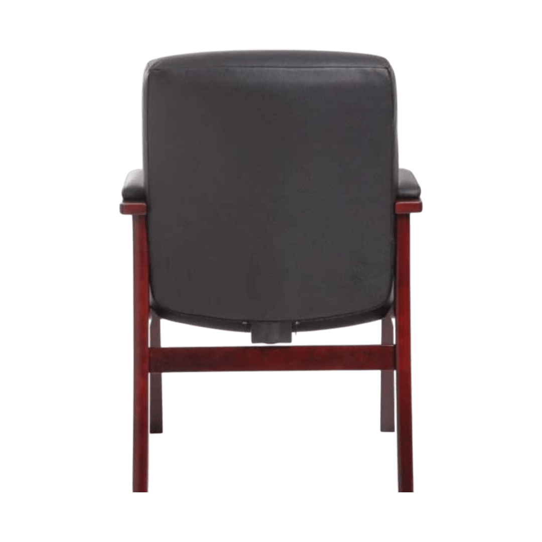 Boss Executive Leather Guest Chair W/ Mahogany Finished Wood - Image 3