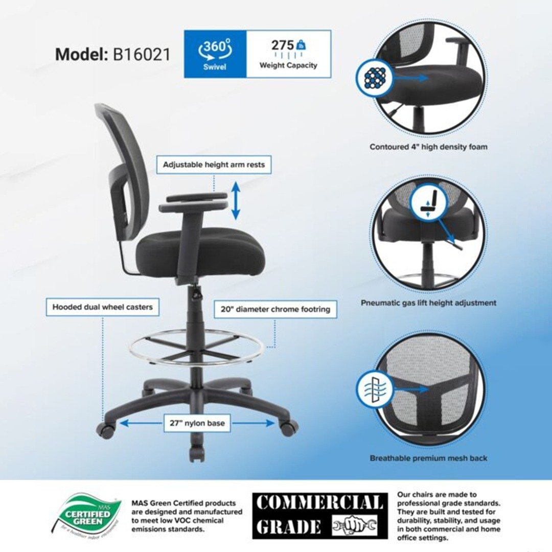 B315-gy Task Chair W/b909jarm And Footring - Image 3