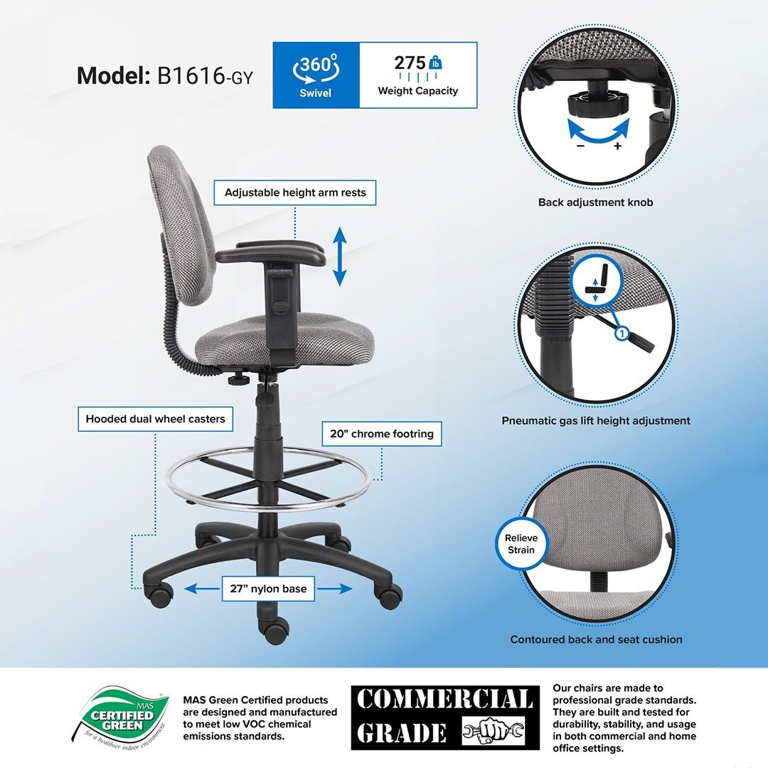 Mesh Chair With B909jarm 25 In Base And Foot Ring - Image 13