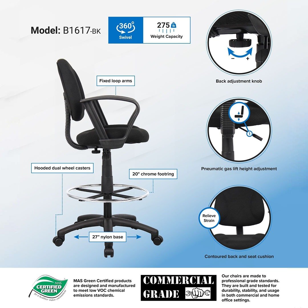 Mesh Back Chair,flip Arms, Medical Stool With Foot Ring,am - Image 9