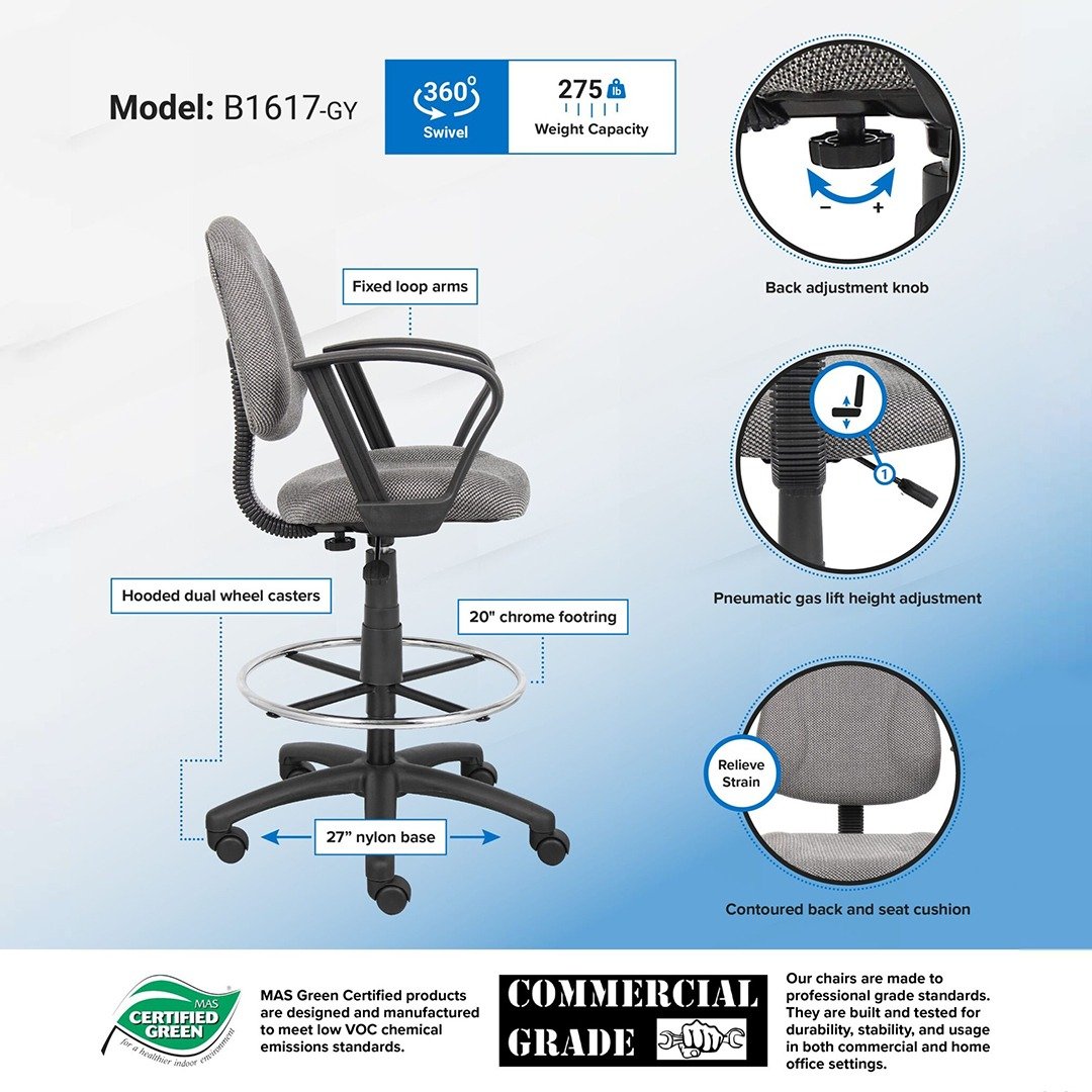 Black Antimicrobial Vinyl Medical Stool With Foot Ring - Image 4