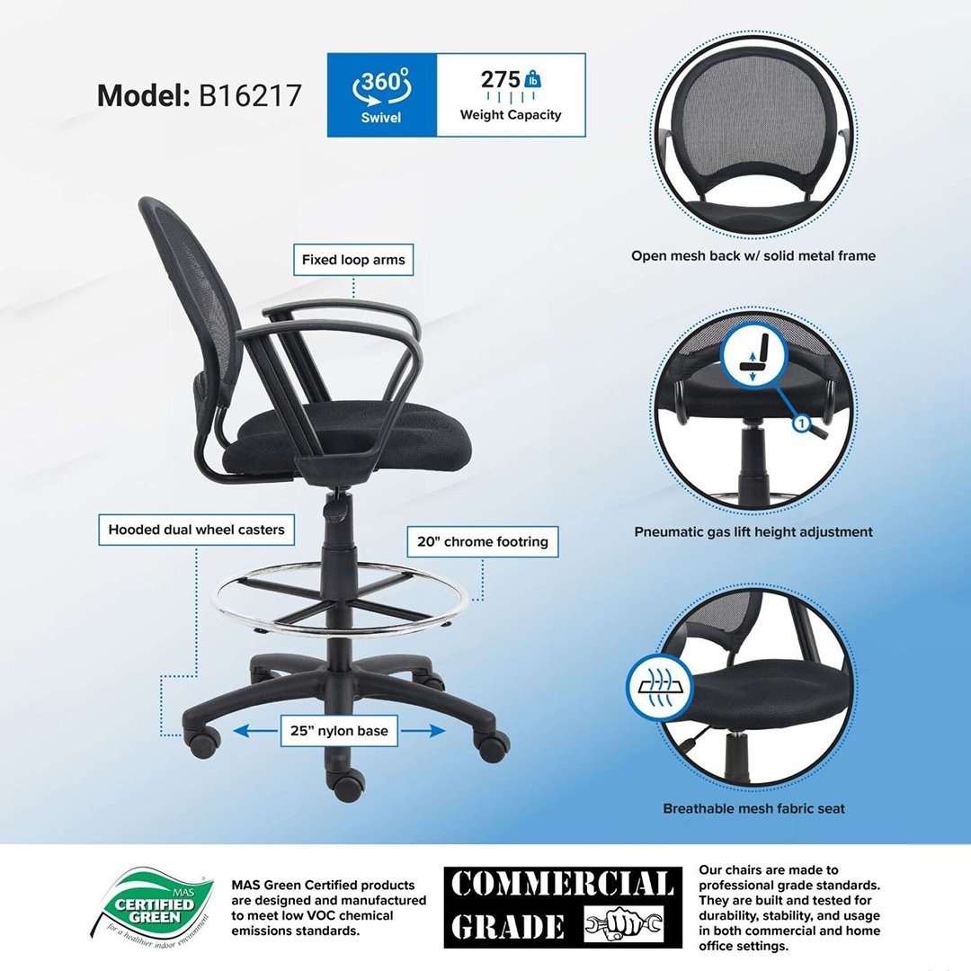 Task Chair W/3 Paddles Mechanism(Ym2403)& Footring, No Arm - Image 6