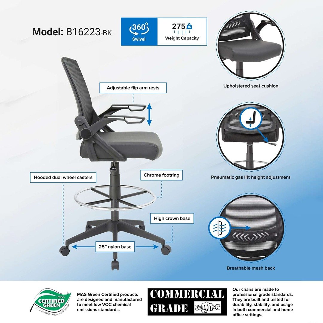 Task Chair W/3 Padl Mechanism(Ym2403)& Footring,b909jarm - Image 7