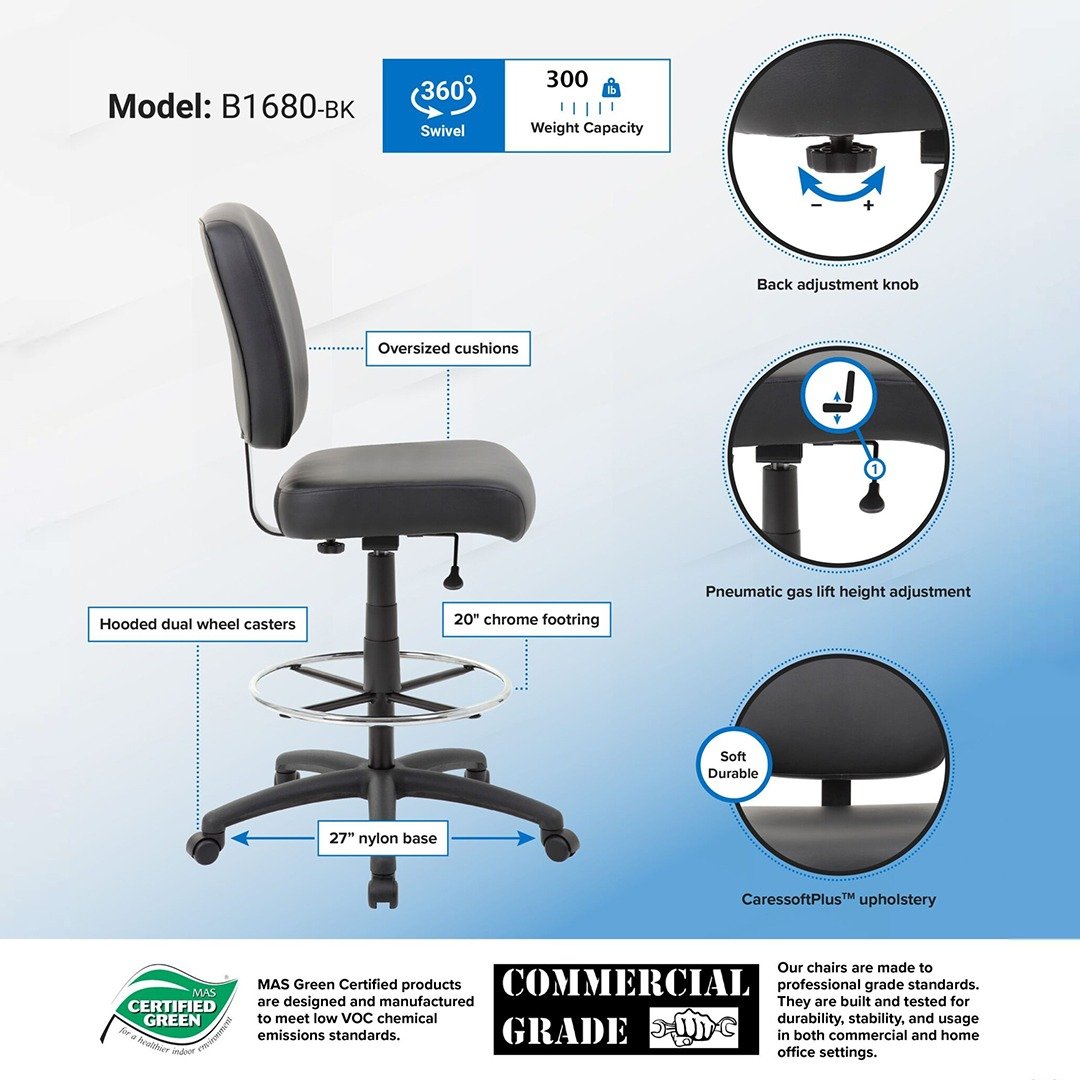 Black Antimicrobial Vinyl Medical Stool - Image 6