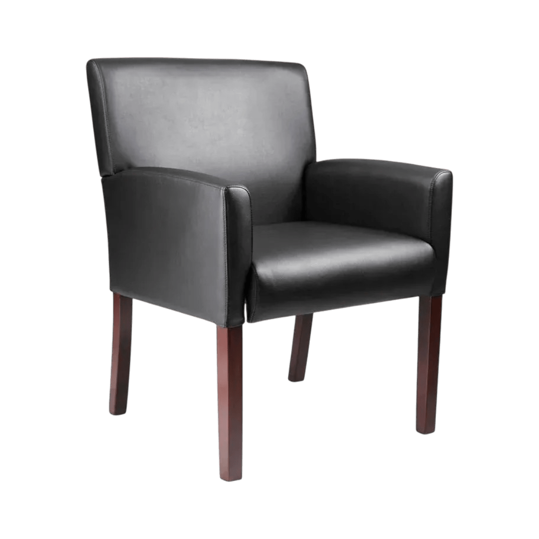 Boss Box Arm guest, accent or dining chair W/Mahogany Finish