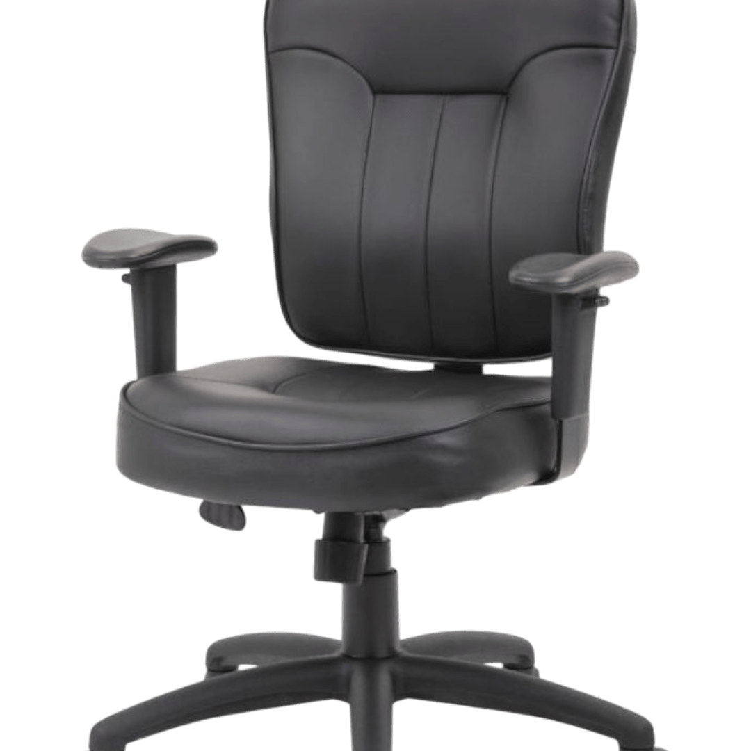 Boss Black Leather Task Chair W/ Adjustable Arm