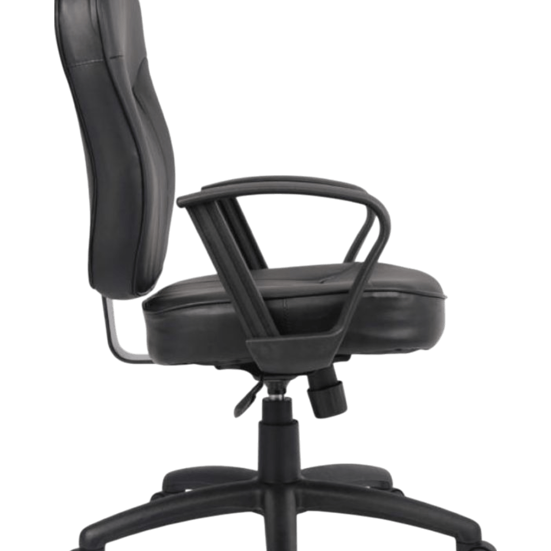 Boss Black Leather Task Chair W/ Loop Arms - Image 6