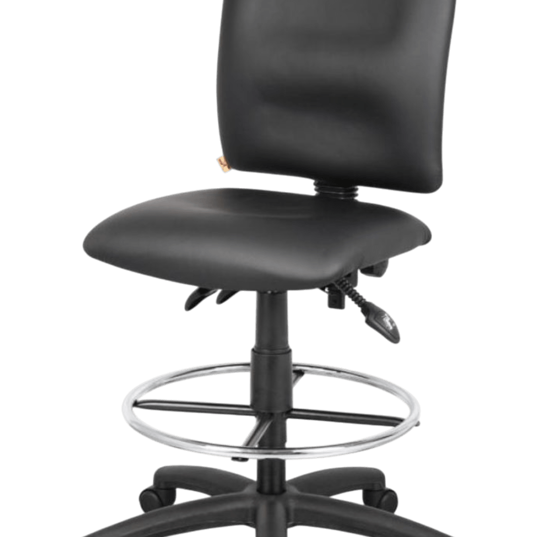 Black Caressoft Drafting Stools W/adj Arms & Footring - Image 8