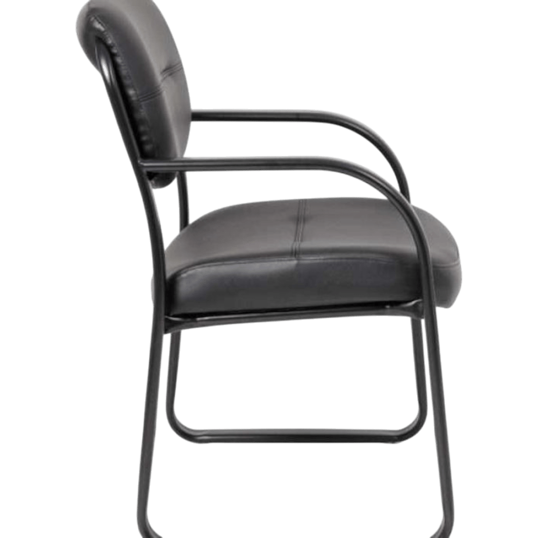 Boss Leather Sled Base Side Chair W/ Arms - Image 7