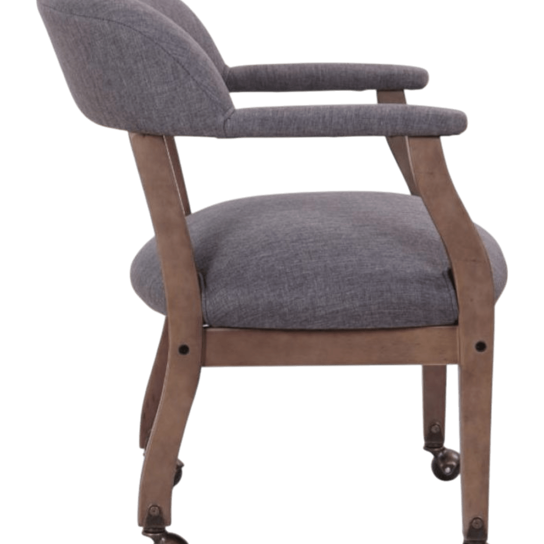 Boss Modern Captain’s guest, accent or dining chair in Slate Grade Commercial Grade Linen With Casters - Image 4