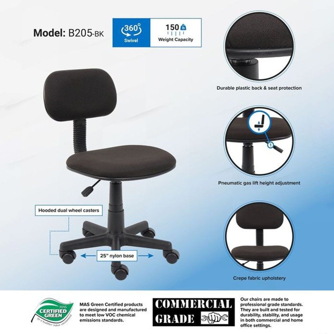 Boss Black Fabric Steno Chair - Image 8