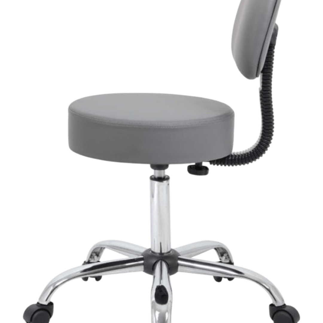 Boss Be Well Medical Spa Professional Adjustable Stool with Back, Grey - Image 5