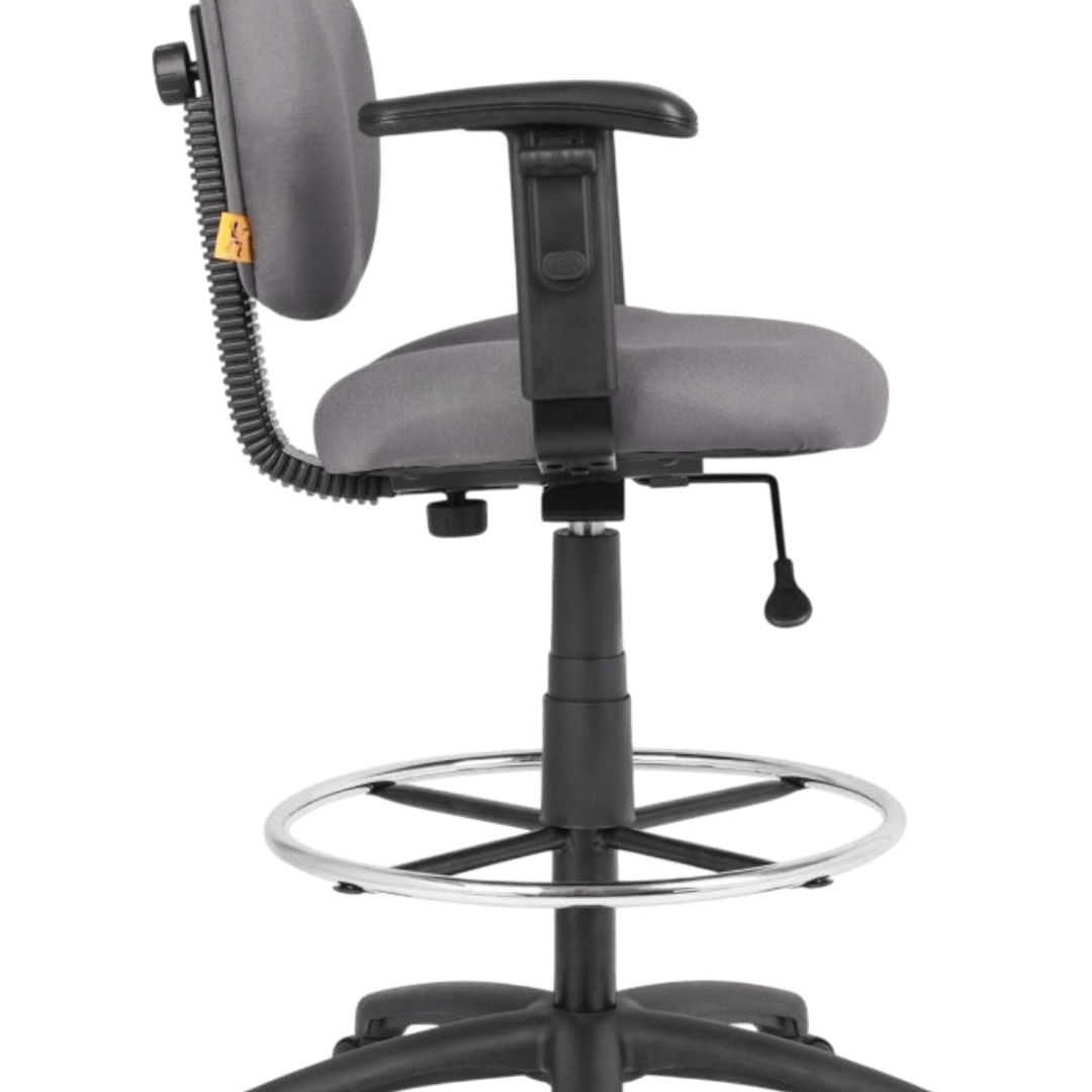 Boss Stand Up Fabric Drafting Stool with Foot Rest grey - Image 4