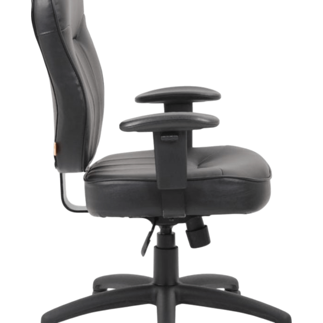 Boss Black Leather Task Chair W/ Adjustable Arm - Image 3
