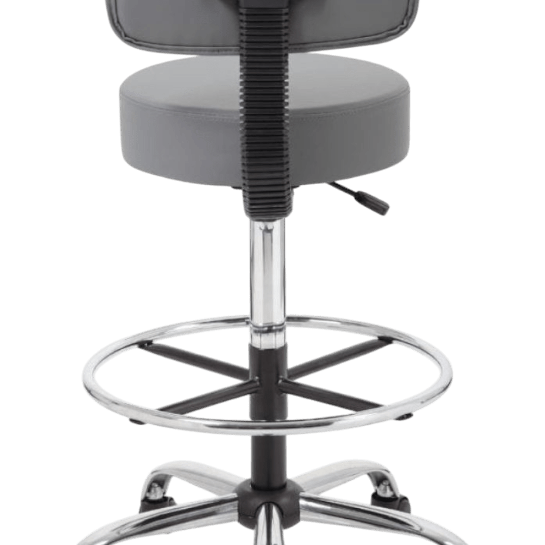 Chrome Frame Gray Vinyl Chair With Footring - Image 6