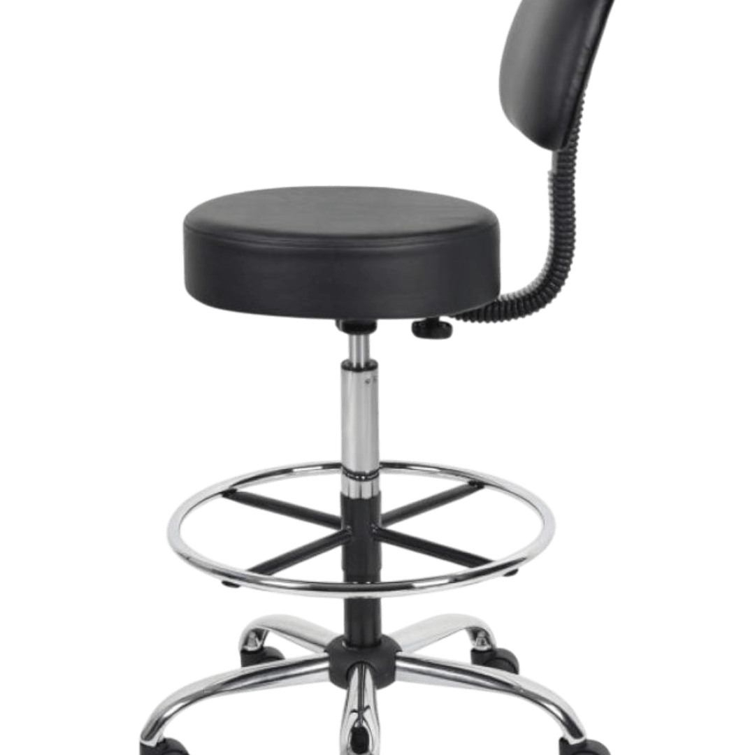 Boss Be Well Medical Spa Professional Adjustable Drafting Stool With Back And Removable Foot Rest Black - Image 4