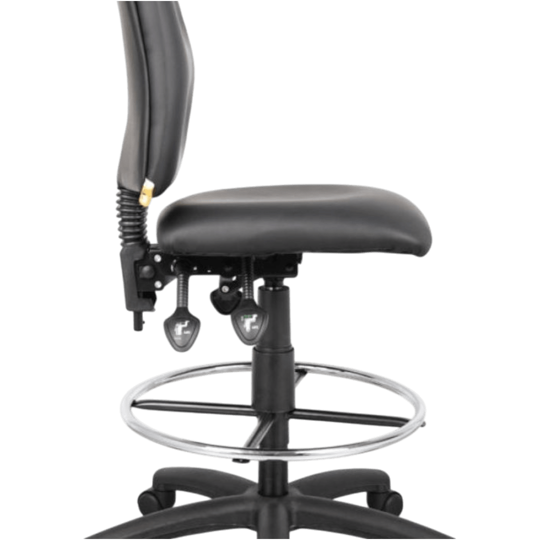 Black Caressoft Drafting Stools W/adj Arms & Footring - Image 9