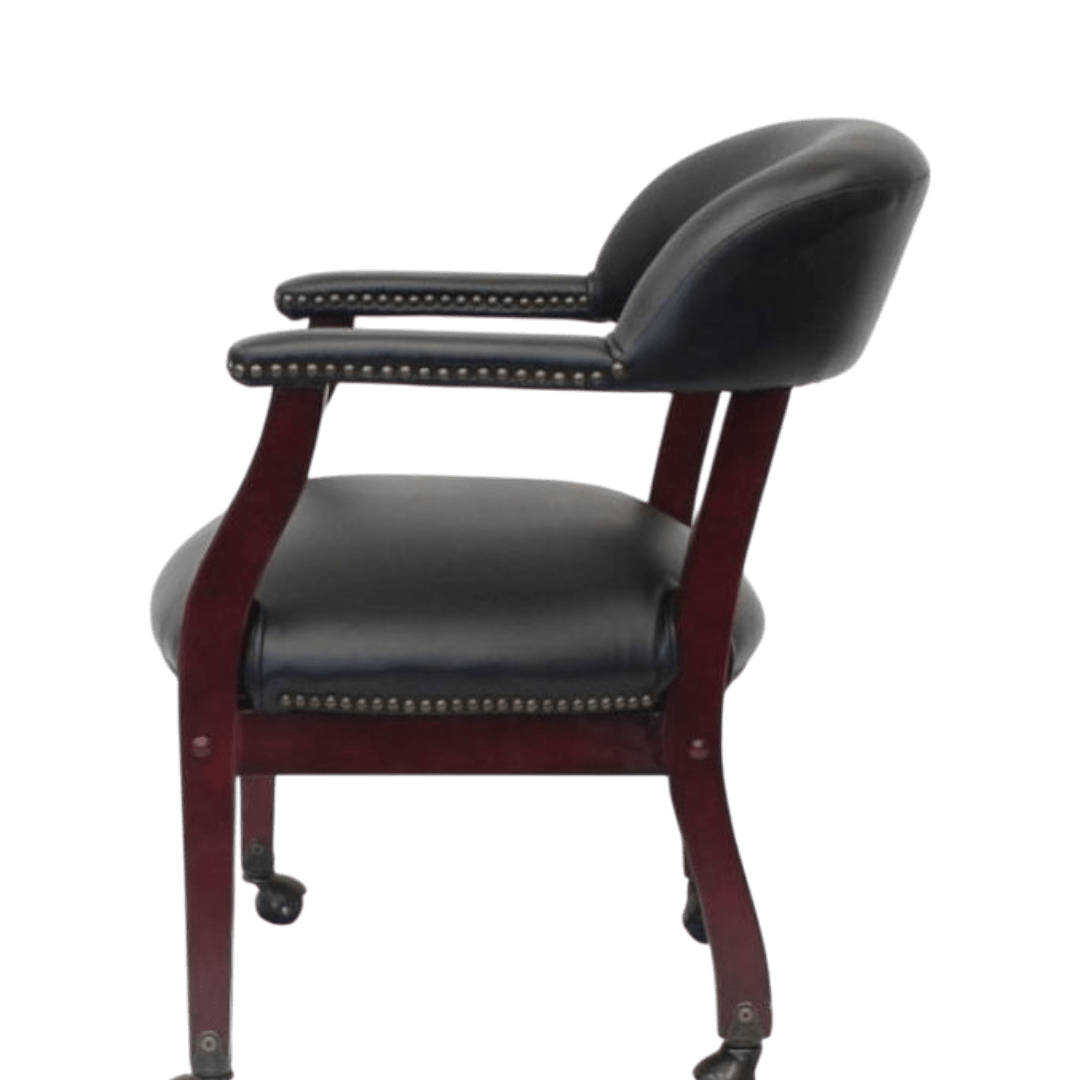 Boss Captain’s guest, accent or dining chair in Black Vinyl W/ Casters - Image 5