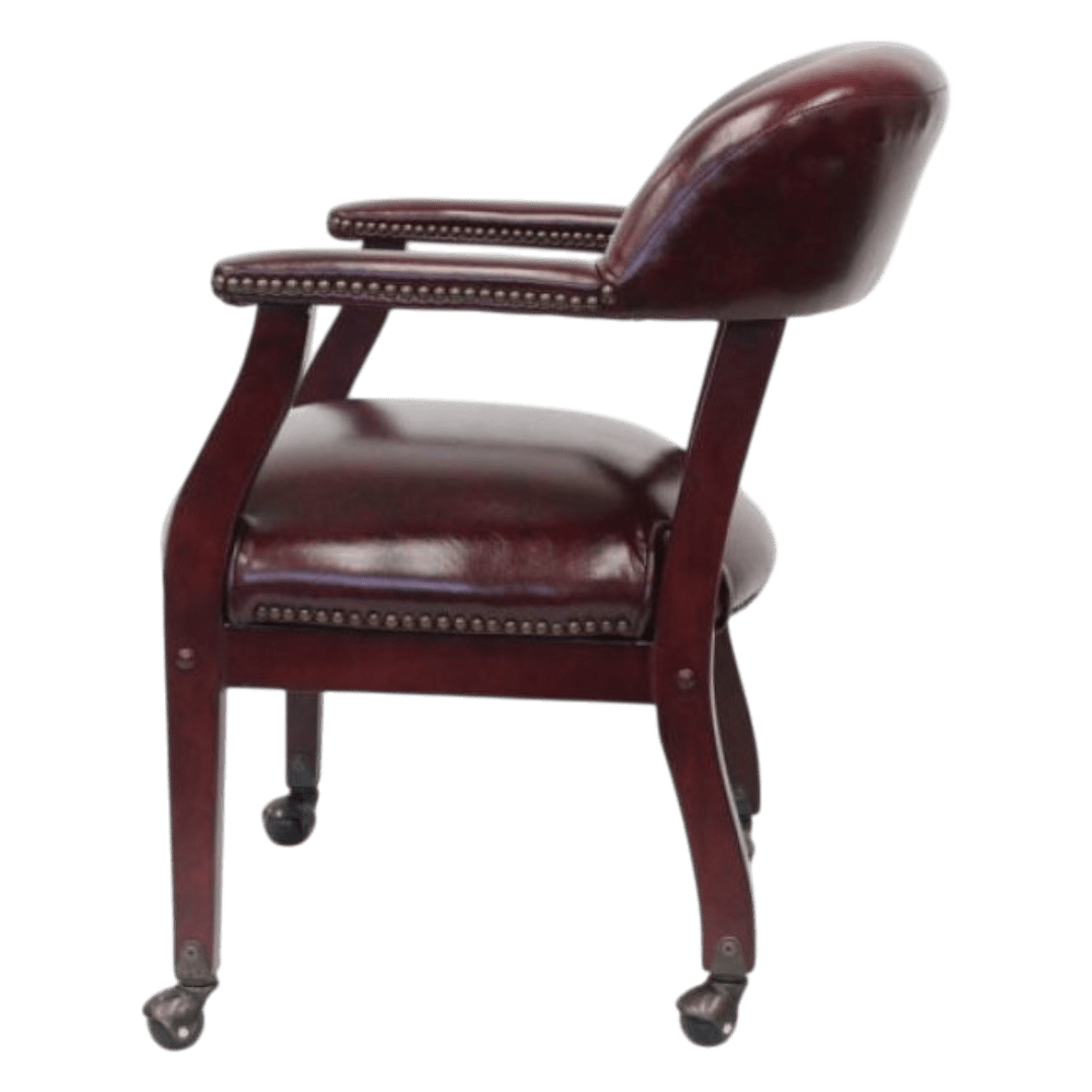 Boss Captain’s guest, accent or dining chair in Burgundy Vinyl W/ Casters - Image 7