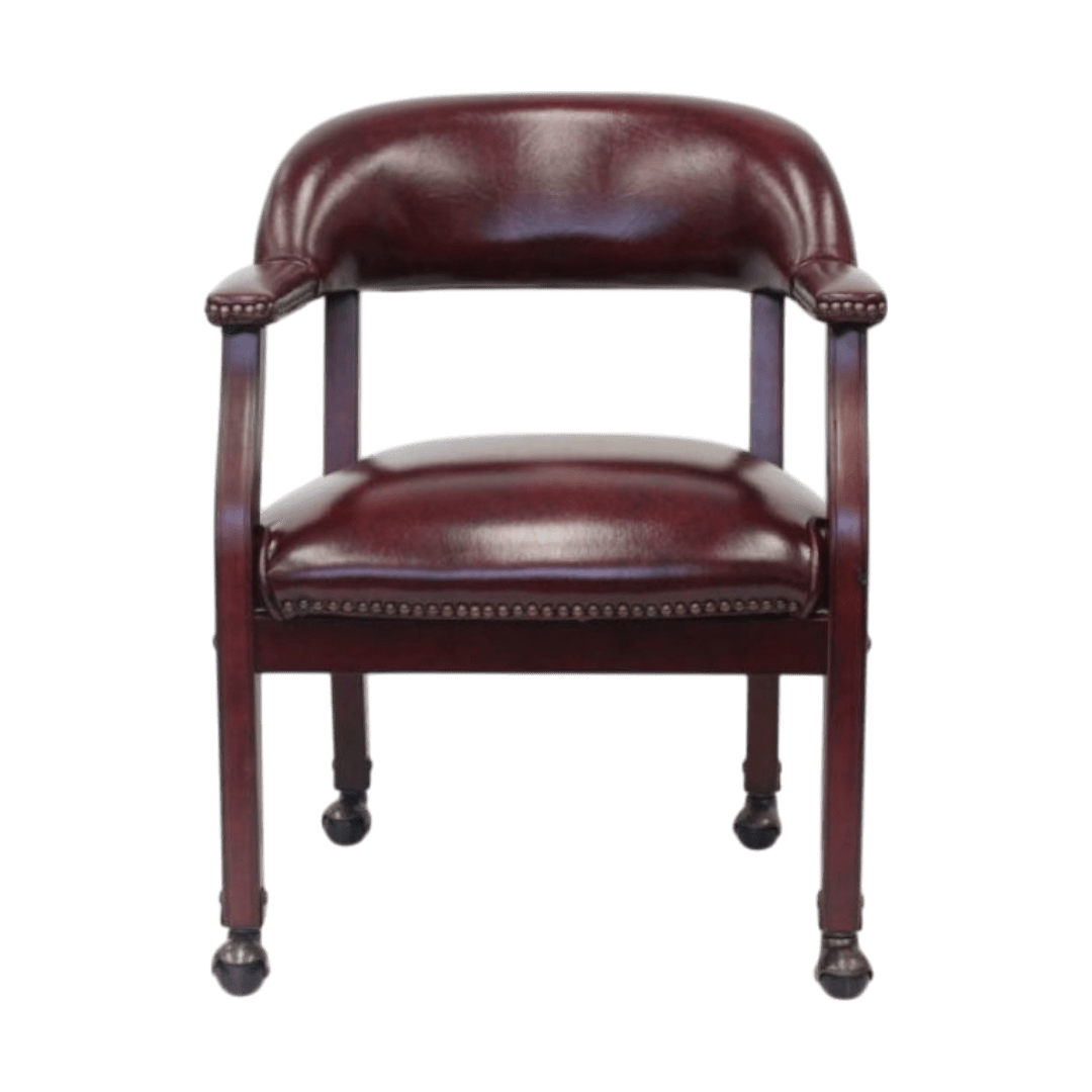 Boss Captain’s guest, accent or dining chair in Burgundy Vinyl W/ Casters - Image 8