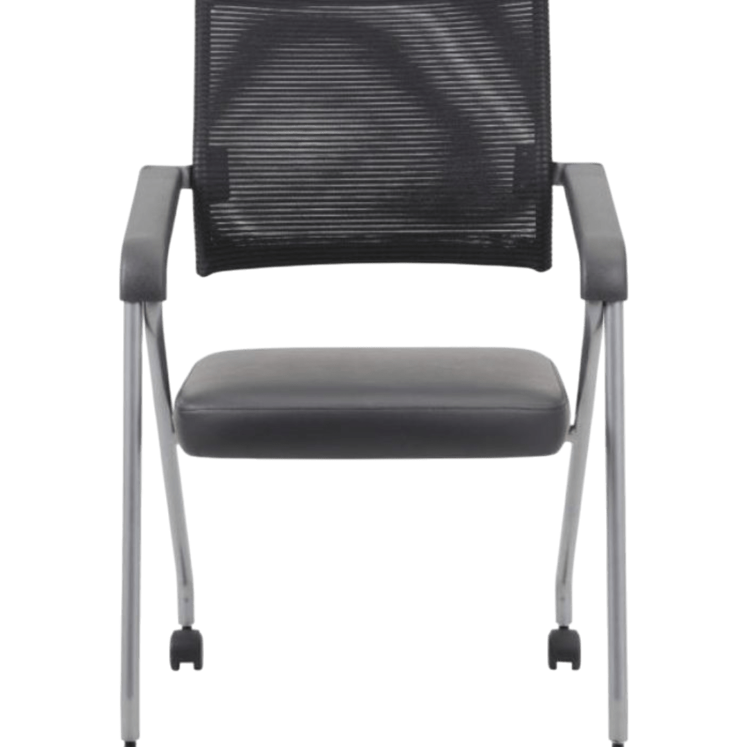 Boss Black Mesh Training Chair With Pewter Frame, (set of 2)