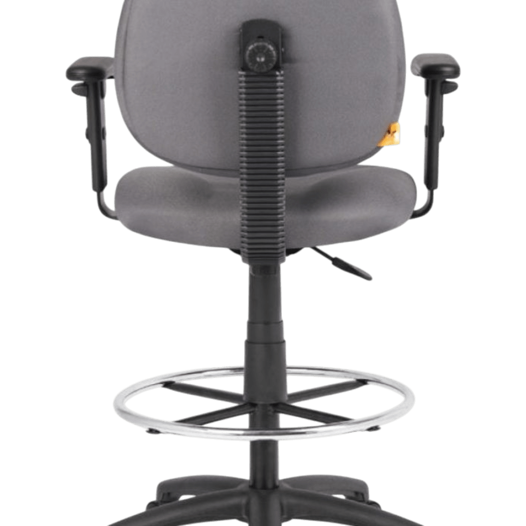 Boss Stand Up Fabric Drafting Stool with Foot Rest grey - Image 3