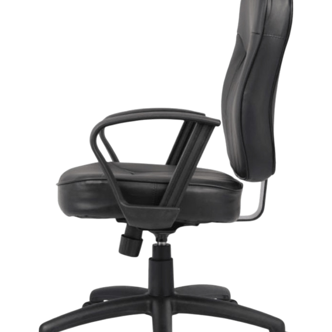 Boss Black Leather Task Chair W/ Loop Arms - Image 11