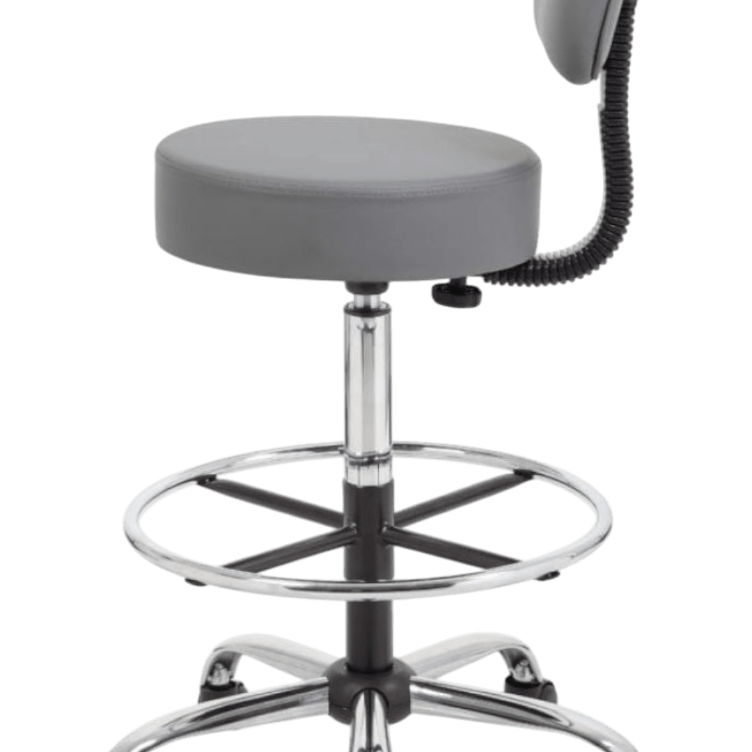 Chrome Frame Gray Vinyl Chair With Footring - Image 7
